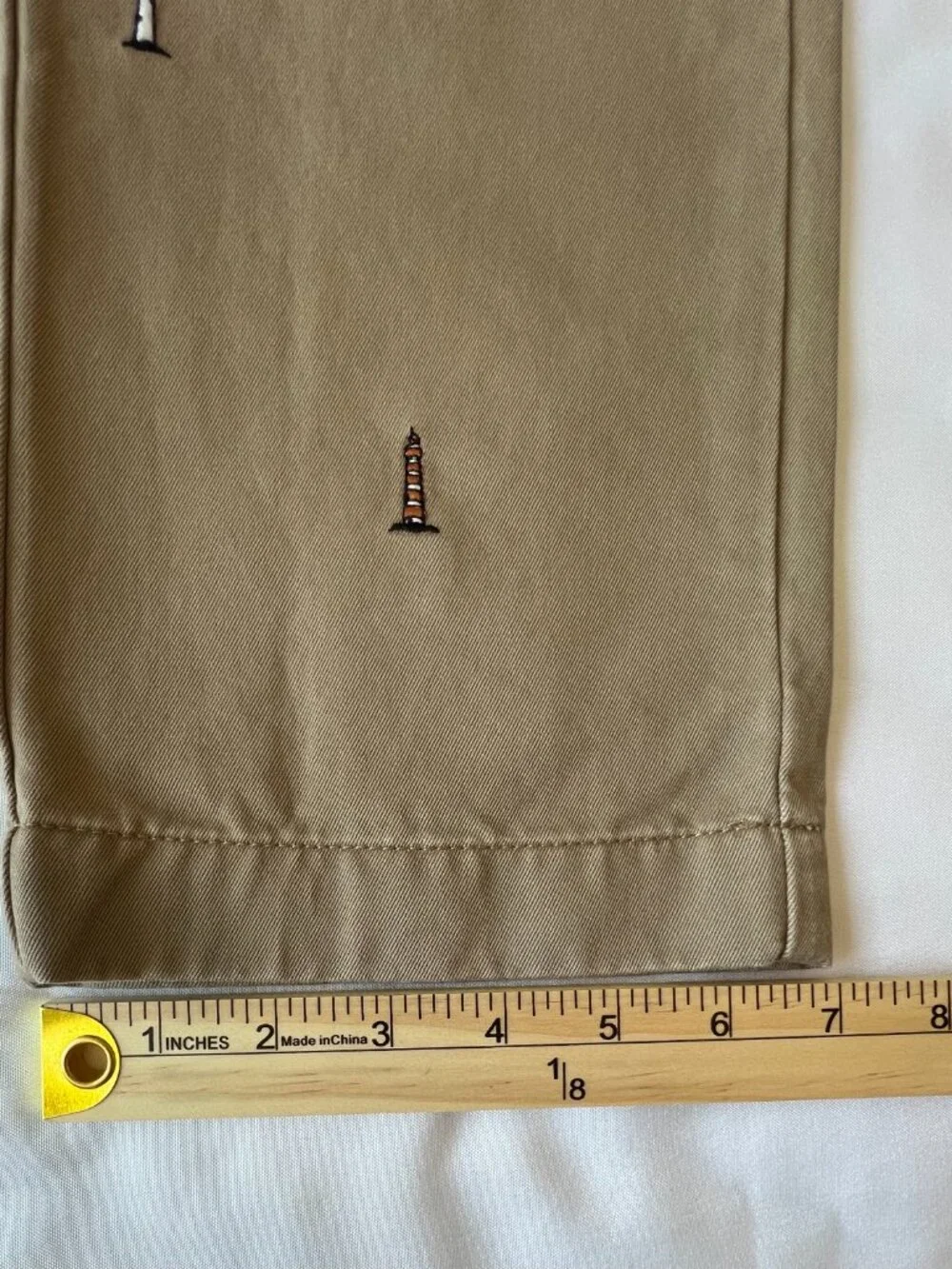 J Crew Mens 770 Straight Chinos Embroidered Lighthouses 32 X 32 100% Cotton - Picture 11 of 14